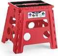 Delxo Folding Step Stool,Non-Slip Stool 13 inch Height Premium Heavy Duty Foldable Stool,Kitchen Garden Bathroom Steppingstool 1 Pack in Red,Dotted Texture