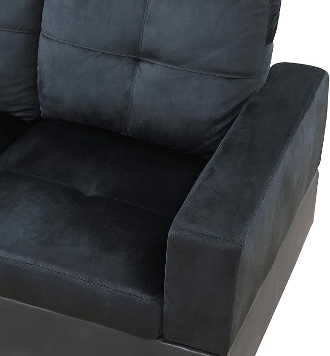 NicBex Sectional Couch 3 Pieces Sofa Set with Left Chaise Lint PVC L Shaped Cloud Couch for Living Room Furniture Sets with Storage Ottoman, Modular Sofa for Living Room & Apartment, Dark Blue+Brown