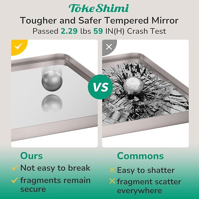 TokeShimi 55x36 Bathroom Mirror Brushed Nickel,Aluminum Framed Bathroom Mirrors for Over Sink,Rectangle Vanity Mirror Bath,Tempered Glass Wall Mirror Modern(Horizontal/Vertical)