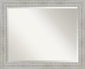 Amanti Art White Bathroom Mirror for Over Sink, 27x33 Rustic White Wash Rectangle Vanity Mirror, Large Rustic Farmhouse Wood Frame, Hangs Horizonally and Vertically, Bathroom Wall Decor, Beveled Edge