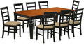 East West Furniture LGPF9-BCH-C 9 Piece Dining Table Set Includes a Rectangle Dining Room Table with Butterfly Leaf and 8 Linen Fabric Upholstered Chairs, 42x84 Inch, Black & Cherry