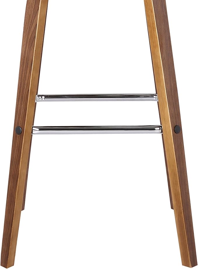 Vienna 30" Swivel Bar Stool in Walnut Wood Finish with Brown Faux Leather - Set of 3