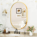 Suidia 22" x 30" Bathroom Mirror, Bathroom Vanity Mirror Metal Framed, Wall-Mounted Mirrors for Bedroom, Living Room, Entryway, Hallway, Gold, Oval Style