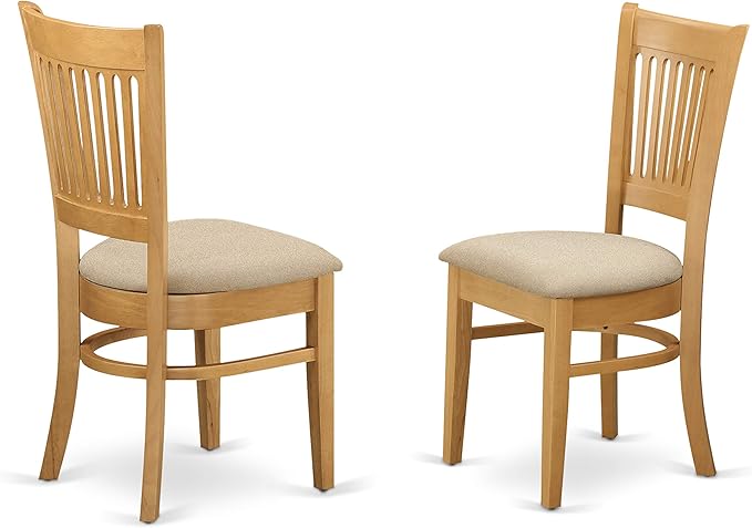 East West Furniture NDVA3-OAK-C 3 Piece Dining Room Furniture Set Contains a Rectangle Kitchen Table with Dropleaf and 2 Linen Fabric Upholstered Dining Chairs, 30x48 Inch, Oak