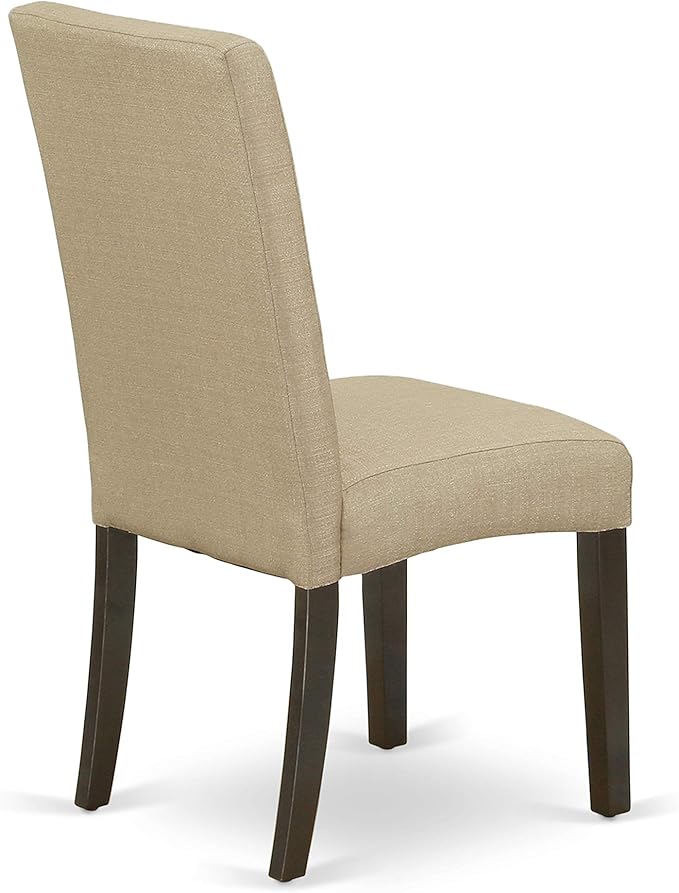 East West Furniture HEDR9-CAP-03 9 Piece Dining Room Table Set Includes a Rectangle Kitchen Table with Pedestal and 8 Brown Linen Fabric Parson Dining Chairs, 42x72 Inch, Cappuccino