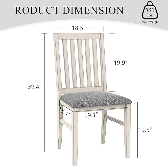 6-Piece Solid Wood Dining Table Set for 6, Modern Breakfast Dinette Kitchen Table with Chairs for Dining Room, Kitchen, Grey