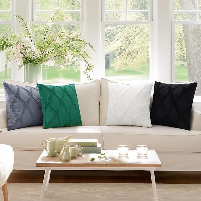 decorUhome Throw Pillow Covers 12x20 Inch Set of 2, Soft Plush Faux Fur Wool Lumbar Cream White Couch Pillow Covers, Decorative Neutral Pillow Cases for Bed Sofa Living Room Home Decor