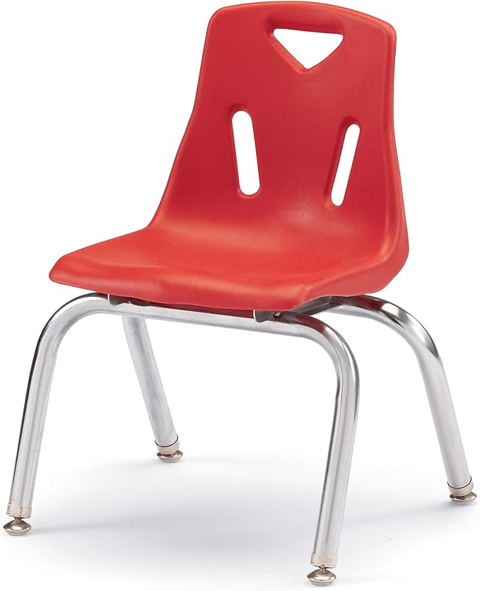 Berries Jonti-Craft 8142JC6008 Stacking Chairs with Chrome-Plated Legs, 12" Height, Red, Pack of 6