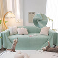 STACYPIK 100% Waterproof Sea Green Sofa Covers, Couch Cover for Sectional, Anti-Cat Scratch Furniture Protector, Washable Jacquard Sofa Cover for Dogs, Kids, Wear Resistant Sofa Slipcover-71X71IN