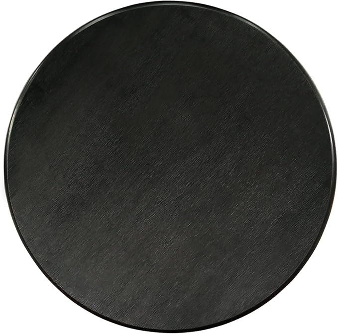 East West Furniture ANGA3-ABK-24 3 Piece Dinette Set for Small Spaces Contains a Round Kitchen Table with Pedestal and 2 Black Linen Fabric Parson Dining Chairs, 36x36 Inch, Wirebrushed Black