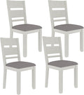Dining Chairs Set of 4, Solid Wood Farmhouse Chairs with High Cross Back and Upholstered Seat, Easy Assembly for Indoor Home, Dinner, Kitchen, Grey