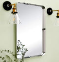 TEHOME 20x30 inch Chrome Metal Framed Bathroom Mirror for Wall in Stainless Steel Chrome Rounded Rectangular Bathroom Vanity Mirrors Wall Mounted…