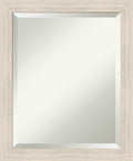 Amanti Art White Bathroom Mirror for Over Sink, 23x19 Hardwood White Wash Narrow Rectangle Vanity Mirror, Small Rustic Farmhouse Wood Frame, Hangs Horizonally and Vertically, Bathroom Wall Decor