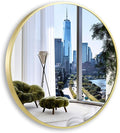 24 inch Gold Circle Mirror for Bathroom, Round Matte Gold Framed Mirror for Bathroom Vanity, Bedroom, Living Room, Wall Decor