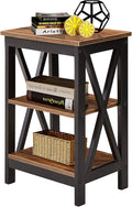 VECELO Modern Night Stand/Sofa Side/End Storage Shelf X-Design Versatile Nightstands Lamp Table Living Room Bedroom Furniture,Easy Assembly, Brown
