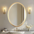 OVALCREST - Oval Wooden Beveled Wall Mirror for Home Decor, Bathroom, Vanity, Bedroom, Living Room, Hallway - London Style (Gold Leaf) 25.1 x 31.1