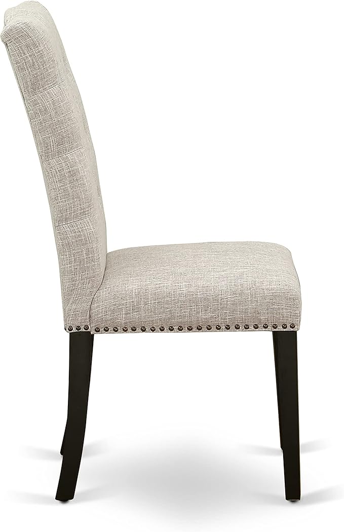 East West Furniture X677EL635-7 7 Piece Dining Table Set Consist of a Rectangle Kitchen Table with X-Legs and 6 Doeskin Linen Fabric Parson Dining Room Chairs, 40x72 Inch, Multi-Color