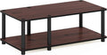 Furinno Just No Tools Dark Cherry Mid Television Stand with Black Tube