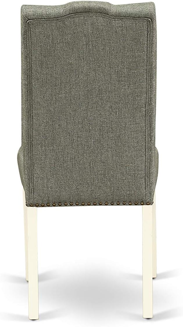 East West Furniture CAEL5-LWH-07 5 Piece Dining Table Set for 4 Includes a Rectangle Kitchen Table and 4 Gray Linen Fabric Upholstered Parson Chairs, 36x60 Inch, Linen White