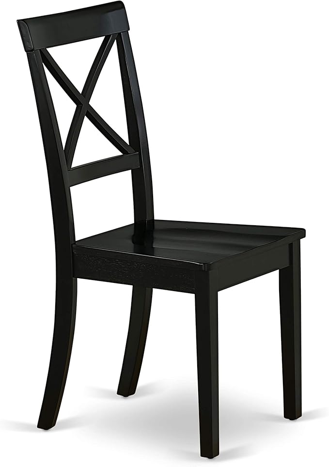East West Furniture LGBO7-BLK-W 7 Piece Dining Set Consist of a Rectangle Dining Room Table with Butterfly Leaf and 6 Wood Seat Chairs, 42x84 Inch, Black