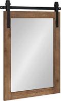 Kate and Laurel Cates Farmhouse Wood Framed Wall Mirror, 18 x 26, Rustic Brown, Barn Door-Inspired Rustic Mirrors for Wall