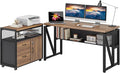 Tribesigns 55" Executive Desk with Reversible File Cabinet, Large L-Shaped Office Desk with Drawers, Business Furniture Workstation for Home Office (Dark Walnut, 55-inch)
