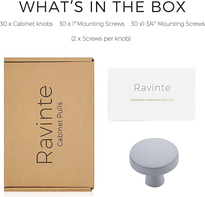 Ravinte 30 Pack Drawer Pulls 1-1/4 Inch Kitchen Cabinet Knobs Solid Round Dresser Drawer Knobs Grey Dresser Knobs Drawer Knobs Simple Cabinet Hardware for Cupboard Drawer Pulls
