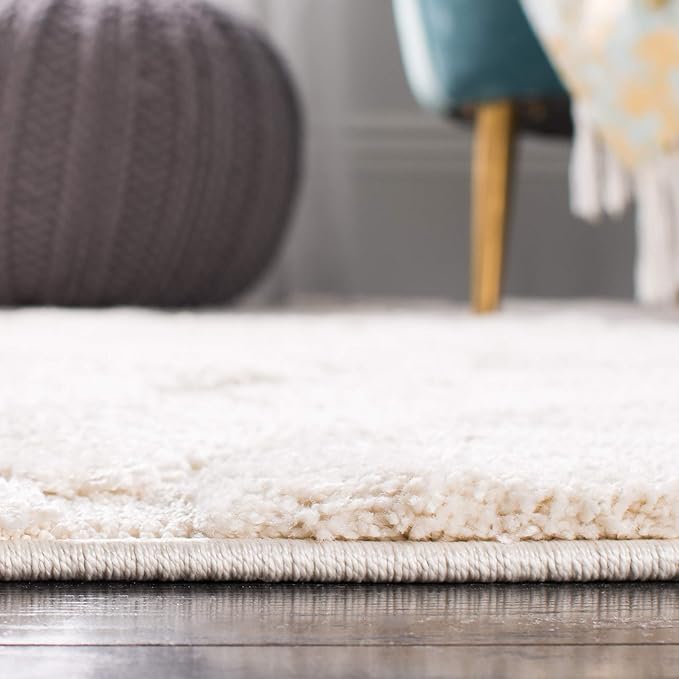 SAFAVIEH Florida Shag Collection Area Rug - 8'6" x 12', Creme & Creme, Scroll Design, Non-Shedding & Easy Care, 1.2-inch Thick Ideal for High Traffic Areas in Living Room, Bedroom (SG455-1111)