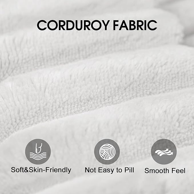 118.2" L Shaped Modular Sectional Cloud Couch with Ottoman, Plush Corduroy Upholstered Compression Sofa, 4-Seat Deep Seat Boneless Sofa Couches with Throw Pillow