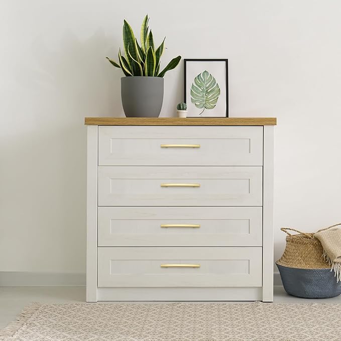 30 Pack Cabinet Handles 5" Hole Center - Curved Cabinet Pulls Brushed Brass Drawer Pulls for Kitchen Cupboard Solid Handles for Dresser Drawer Arch Closet Hardware