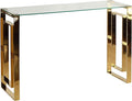 Cortesi Home Laila Console Table Stainless Steel Glass, 15.75" D x 47" W x 30.5" H, Gold,Clear