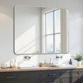 Bathroom Mirror 48" x 36", Large Rectangle Wall Mirror, Silver Metal Frame Wall Mounted Mirrors for Bathroom, Vanity, Bedroom, Entryway Decor(Horizontal/Vertical)