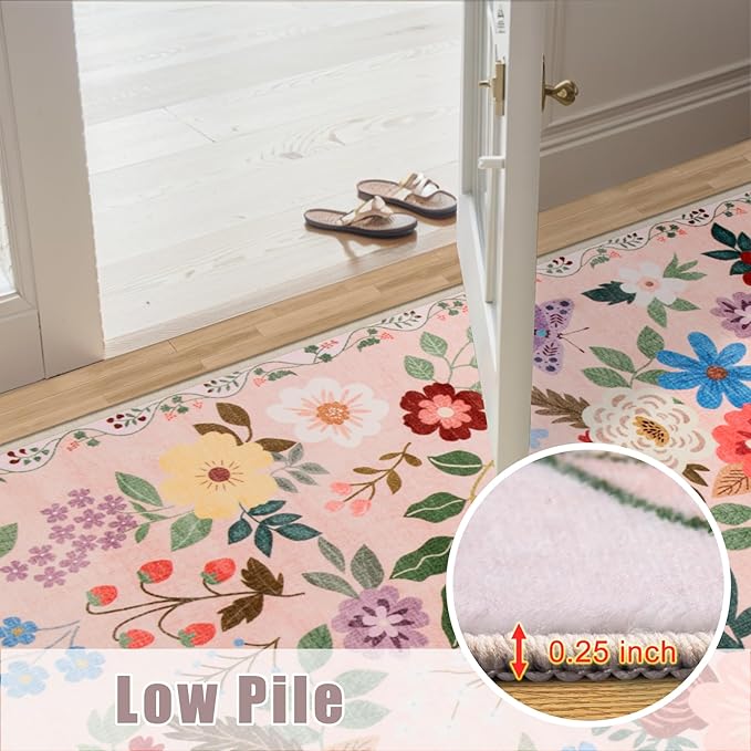 10x12 Area Rugs for Living Room: Floral Washable Rug Vintage Large Soft Boho Non-Slip Carpet Stain Resistant Low Pile Carpets for Bedroom Dining Room Farmhouse Nursery Hallway Home Office Beige