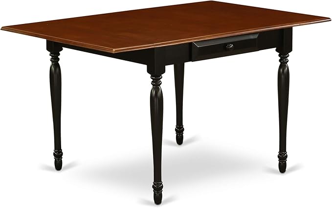 East West Furniture MZKE5-BCH-W 5 Piece Modern Dining Table Set Includes a Rectangle Wooden Table with Dropleaf and 4 Dining Chairs, 36x54 Inch, Black & Cherry