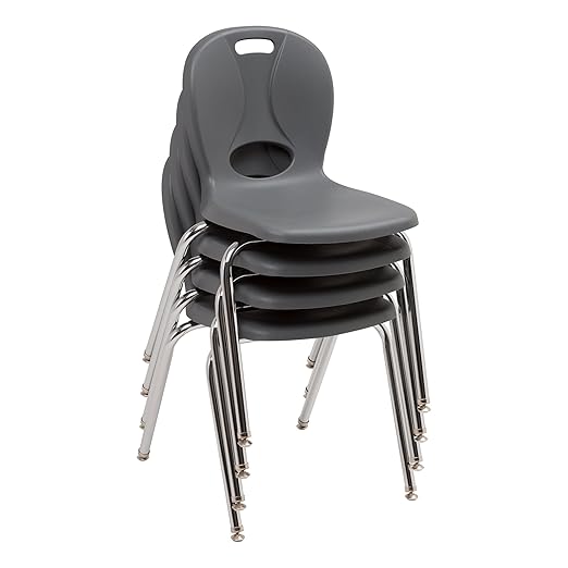 Learniture LNT-118-CSW-GT Learniture Structure Series School Chairs for Classroom, 18" Seat Height, Graphite, Pack of 4