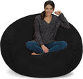 Chill Sack Bean Bag Chair - 5' Giant Memory Foam Lounge Chair with Soft Microfiber Cover – Cozy Furniture for Living Room, Dorm, & Kids' Rooms – Comfortable 5 Ft, Ultrafur Lounge Sofa, Black