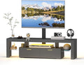 Redkey Modern TV Stand with Mount - TV Console with 2AC Outlets - Television Stands with RGB Led Light for 75 Inch TVs - Double Cabinet - 40°Adjustable Amplitude - Black(FBA)