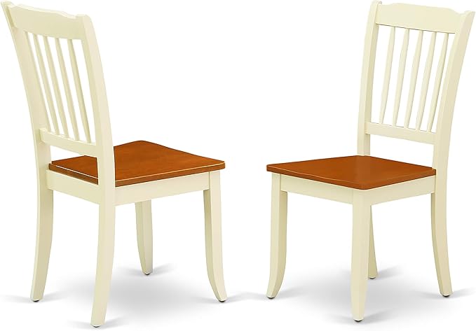 East West Furniture QUDA7-BMK-W 7 Piece Dining Table Set Consist of a Rectangle Wooden Table with Butterfly Leaf and 6 Dining Room Chairs, 40x78 Inch, Buttermilk & Cherry
