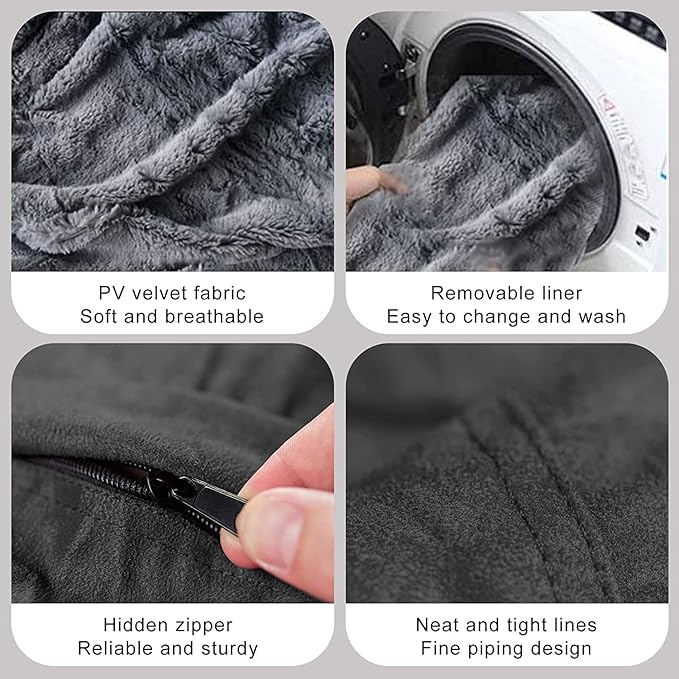 Giant Fur Bean Bag Chair Cover for Kids Adults, (No Filler) Living Room Furniture Big Round Soft Fluffy Faux Fur Beanbag Lazy Sofa Bed Cover (Snow Grey, 5FT)