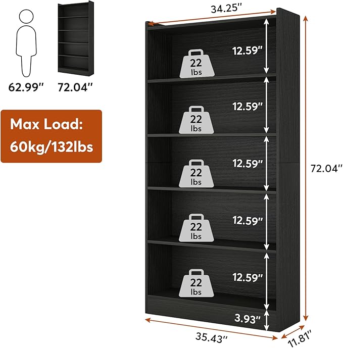 Tribesigns 72-inch Tall Bookcase, Modern 6-Tier White Library Bookshelf with Storage Shelves, Large Open Bookcases Wood Display Shelving Unit for Bedroom Living Room Office