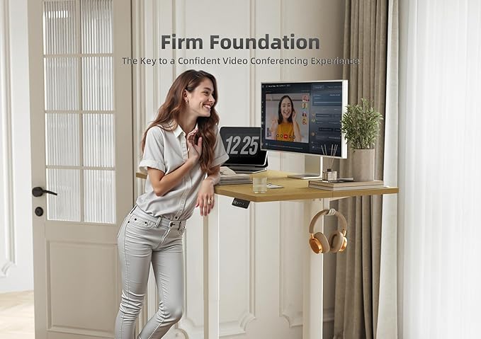 Seang Standing Desk with Adjustable Height, 40x24 Inch Electric Stand Up Desk for Home Office, Studio, Computer Workstation, Nature Top