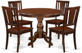 East West Furniture HBDU5-MAH-W 5 Piece Dining Room Table Set Includes a Round Kitchen Table with Pedestal and 4 Dining Chairs, 42x42 Inch, Mahogany