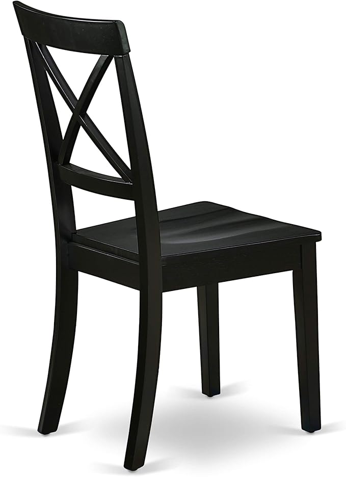 East West Furniture LGBO7-BLK-W 7 Piece Dining Set Consist of a Rectangle Dining Room Table with Butterfly Leaf and 6 Wood Seat Chairs, 42x84 Inch, Black