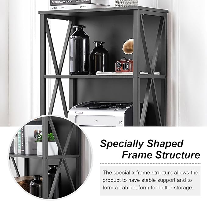 HOMISSUE Tall Bookshelf, 6-Tier Book Shelf, Rustic Wood Metal Bookshelves and Bookcases, Freestanding and Industrial Open Bookcase for Home Office, Living Room and Bedroom, Black