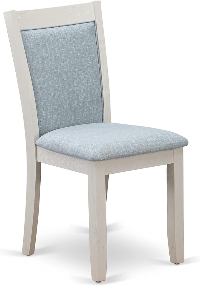 East West Furniture X027MZ015-7 7 Piece Dining Set Consist of a Rectangle Dining Room Table with X-Legs and 6 Baby Blue Linen Fabric Upholstered Parson Chairs, 40x72 Inch, Multi-Color