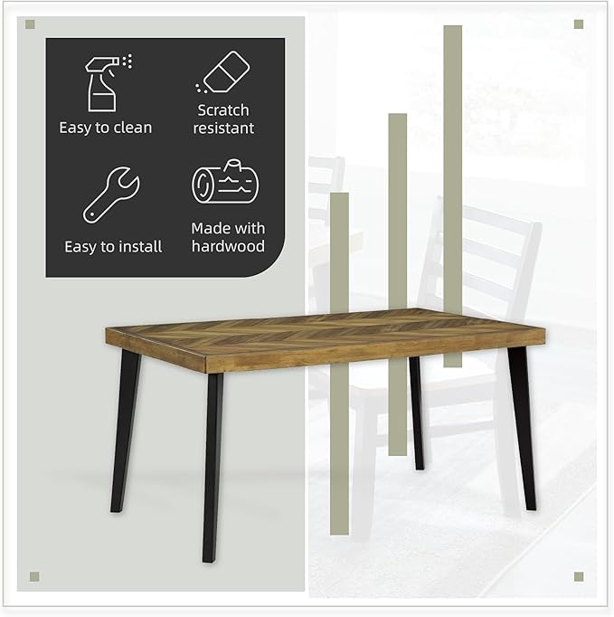 Signature Design by Ashley Blondon Rustic Chevron Dining Table and 6 Chairs, Set of 7, Black & Light Brown