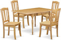 East West Furniture MZDL5-OAK-W 5 Piece Dining Room Table Set Includes a Rectangle Kitchen Table with Dropleaf and 4 Dining Chairs, 36x54 Inch, Oak