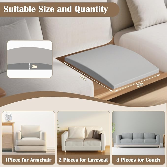 1 Pcs Couch Cushion Support for Sagging Cushion 20" x 20" 40D High Density Cushion Support Board Replacement Gray Sofa Cushion Support