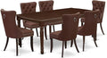 East West Furniture DODA7-MAH-26 7 Piece Dining Room Set Consists of a Rectangle Wooden Table with Butterfly Leaf and 6 Polyester Fabric Upholstered Chairs, 42x78 Inch, Mahogany