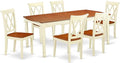 East West Furniture DOCL7-BMK-W 7 Piece Dining Room Furniture Set Consist of a Rectangle Wooden Table with Butterfly Leaf and 6 Kitchen Dining Chairs, 42x78 Inch, Buttermilk & Cherry